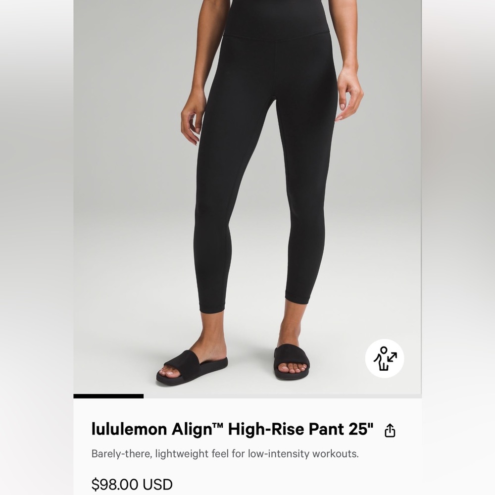 Lululemon Black Leggings. - 25 in - Size 4